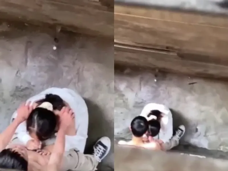 Quay lén nữ sinh mút Cậu bé người yêu ở khe nhà